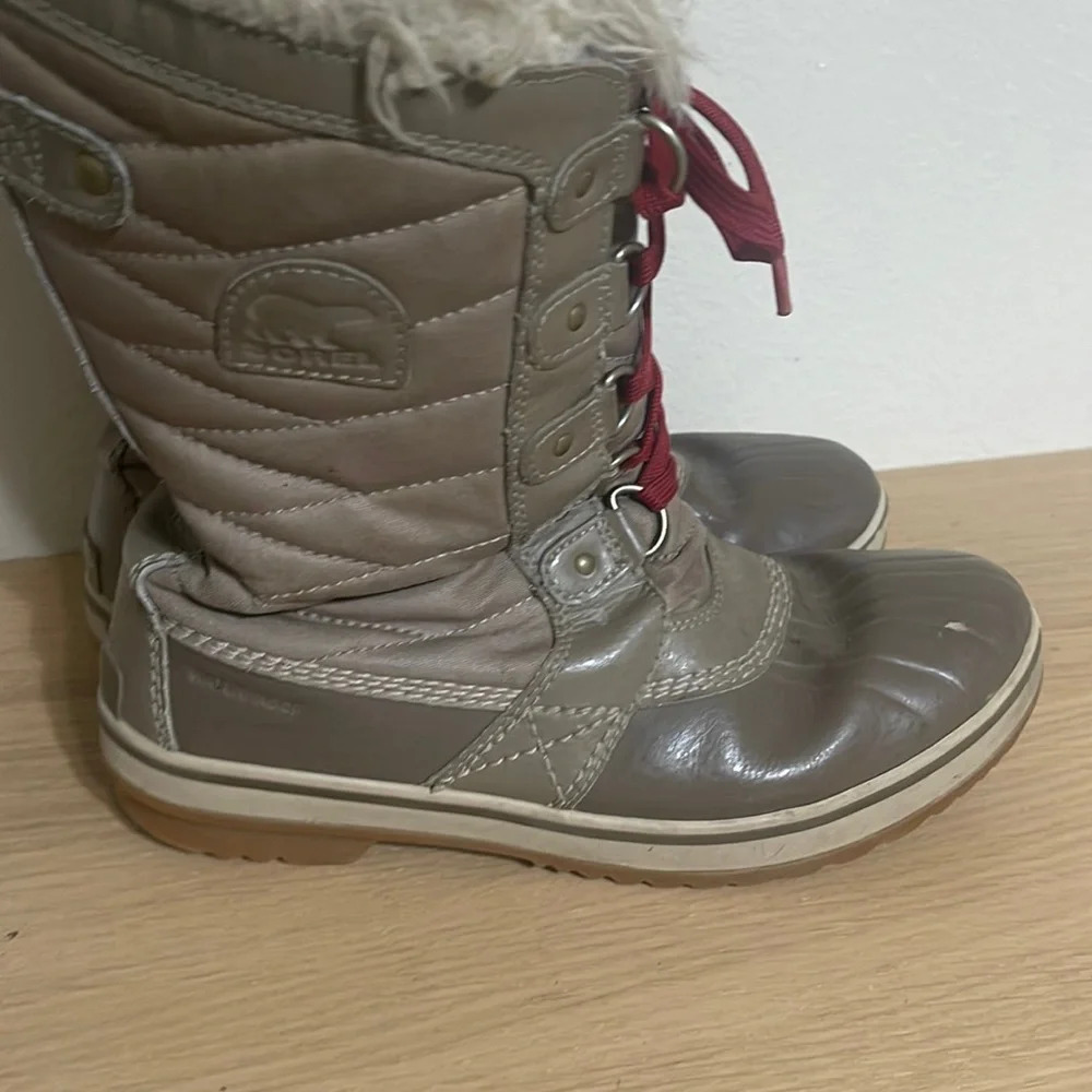 Sorel Tofino Size 7 Waterproof Winter snow rain Boots Tan Faux Fur - Picture 5 of 16